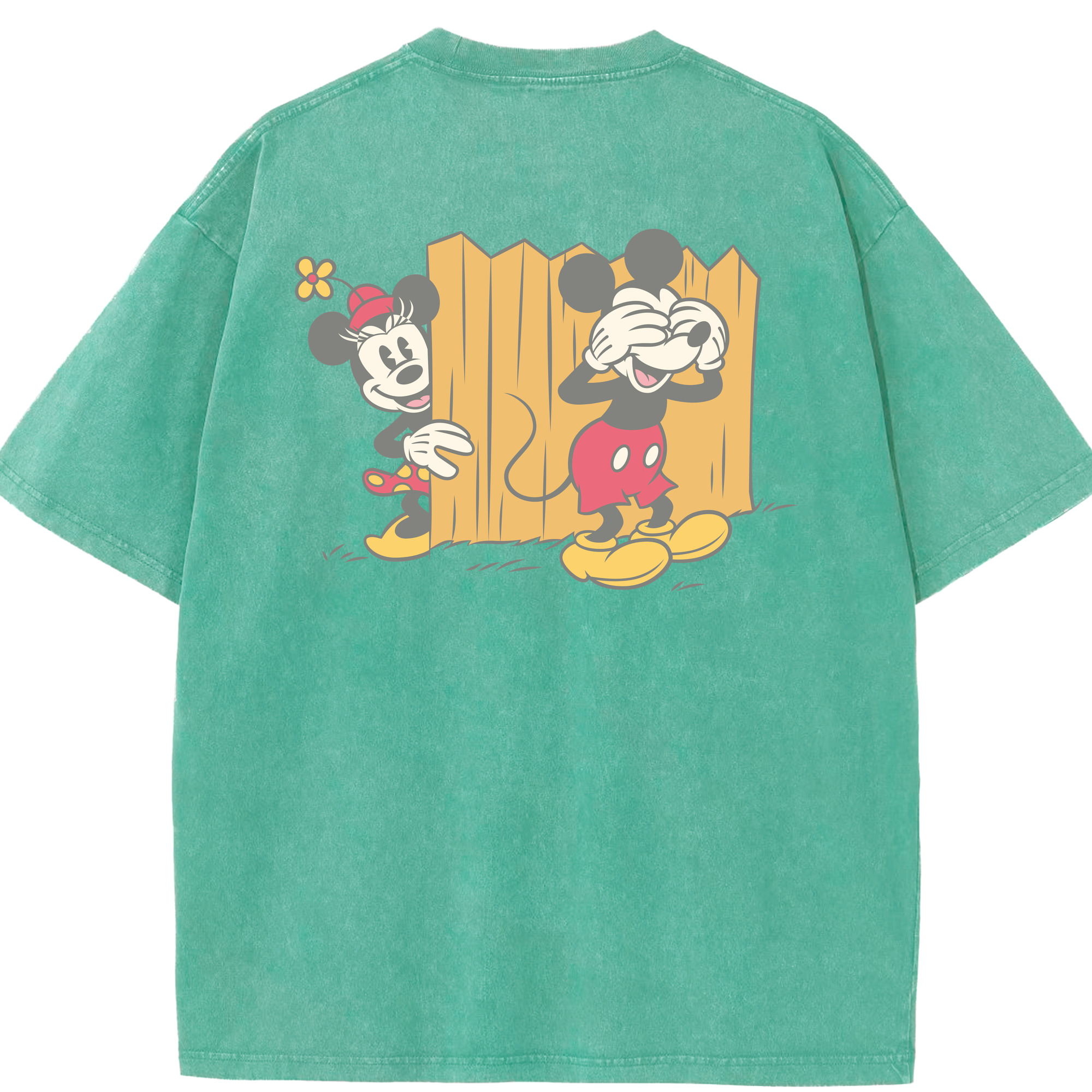 （画像用） ミッキーマウス Mickey Mouse 綿100% ヴィンテージ風 半袖Tシャツ（背面プリント）